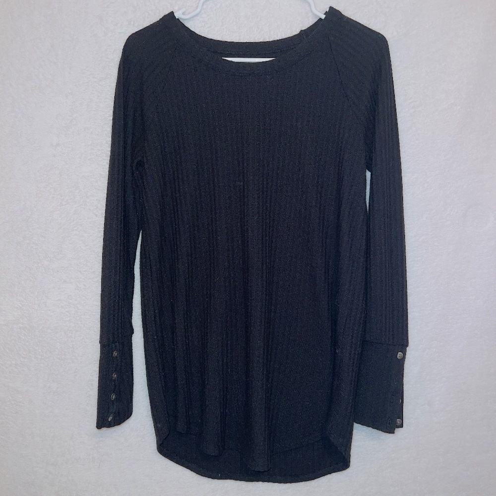 Chaser Black Long Sleeve Thermal Pullover Sweater Top size medium